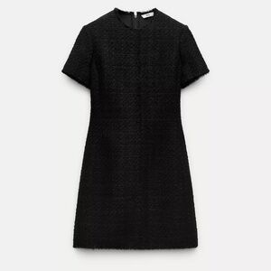 NWT Zara Collection Black Tweed Short Sleeve Dress XS Small  9375/698